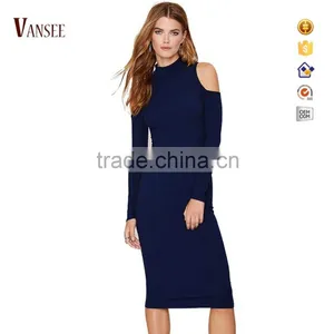 Plain Grey Slim Fit off Shoulder Long Sleeve Evening Dress thumbnail-1