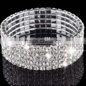 Hot Fashion 4/5/8 Rows Crystal Rhinestone Wedding Bridal Bracelet Bangle thumbnail-5