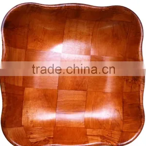W622/ Rectangle Wooden Woven Snack Bowl, Woven Salad Bowl thumbnail-2