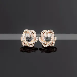 Pave Setting cz Diamond Pressed Stud Silver Earrings, 2015 Latest Fashion Model in Promotions thumbnail-1