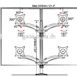 Muti Screen Gas Spring Triple Lcd Monitor Arm thumbnail-2