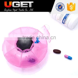 Children Plastic Portable Round Buckle up 7 Day Pill Box thumbnail-6