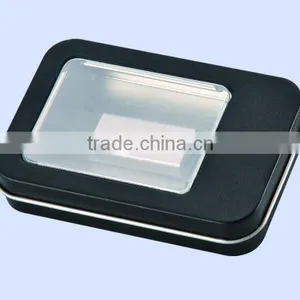 High Quality Black With Pvc Window USB Tin Box thumbnail-1