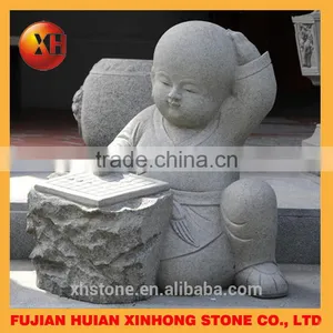 Granite Lovely Little Monk Stone Statue Hands on Chin thumbnail-6