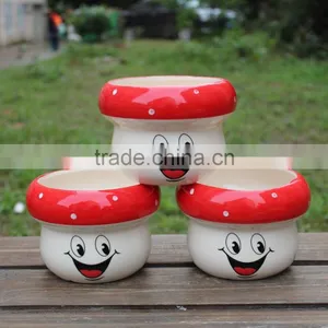 Cute Garden Decor Small Ceramic Smiling Face Planters thumbnail-1