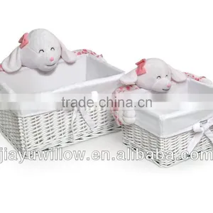 Handle Woven Willow Nursery Basket Set thumbnail-1