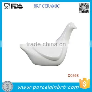 White Glazed Ceramic Abstract Bird Figurine thumbnail-1