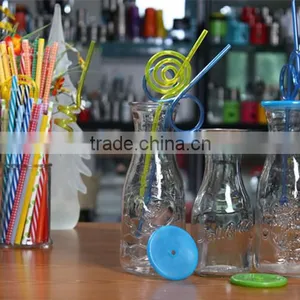 250ml Glass Juice Bottle, Glass Milk Bottle With Straw thumbnail-2