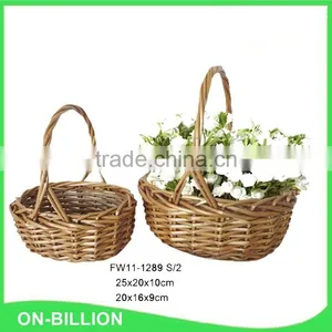 Unique Small Wicker Gift Handmade Flower Basket Empty thumbnail-1