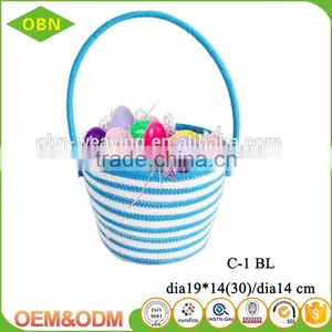 Personalized Cotton Cord Coiled Stylish Empty Easter Egg Storage Basket With Handle thumbnail-1