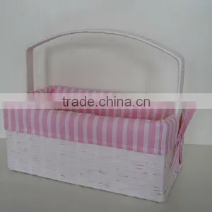 Wicker Storage Basket With Pink Liners thumbnail-1