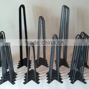 16 Inches Solid Steel Black Metal Iron Chair 2 Rod Hairpin Legs thumbnail-2