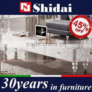 Pure White Marble tv Stand With Special Pattern in Side LV-E805 thumbnail-1