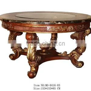 MO-0416-01 Leading Antique Furniture Round Table With Glass Top thumbnail-1