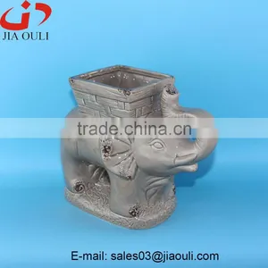 Antique Animal Flower Pot, Ceramic Elephant Planter thumbnail-5