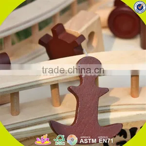 Оптовая продажа DIY 3D деревянного детского пиратского корабля в виде игрушки, ручной работы, деревянная пиратская корабель для детей, классная деревянная игрушка для детей - пиратский корабль W03B001 thumbnail-6