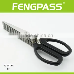 S2-1073A 8" 2CR13 Stainless Steel PP Plastic Handle Korea 7 Blades Herb Scissors thumbnail-1