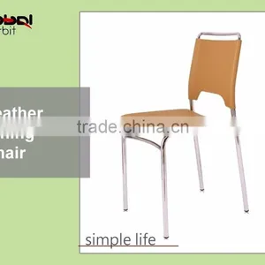 Industrial Style Black PVC Leather Chair Metal Stool Dining Chair thumbnail-2