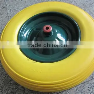 3.50-8 Wheelbarrow and Hand Trolley PU Foam Flat Wheel thumbnail-1
