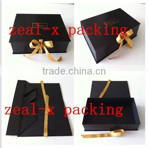 Dark Black Ribbon Tie Flat Packagings Box For Women Bra ,Flat Box With Gold Logo thumbnail-5
