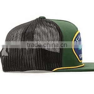 Custom Flat Brim With Rope Woven Patch Trucker Cap Mesh Cap thumbnail-4