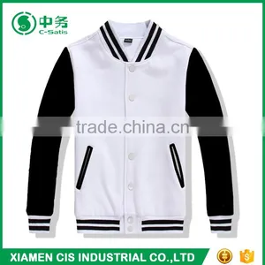 Custom Logo American Style Blue and White Mens Plain Varsity Baseball Jacket thumbnail-6