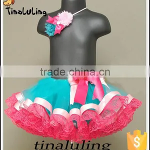 Latest Fashion Children Skirts 100% Polyester Baby Tutus Rainbow Pettiskirt Satin Ribbon Tutus thumbnail-2