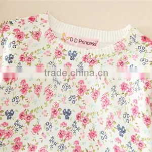 Princess Warm Fashion Pullovers Weave Knitting Pattern Round Neck Cute Flower Print Girls Kid Sweater thumbnail-3