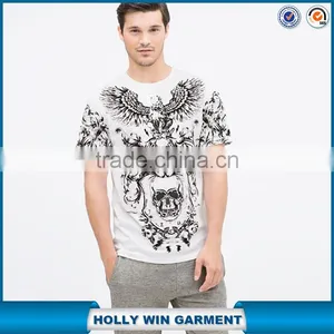Customed Design Mens t Shirt Yarn With Vintage Eagle Printing thumbnail-1
