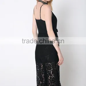 M783 D.Y Fashion 2016 Women Gallus Lace V-neck Bowknot Jumpsuit Pants thumbnail-6