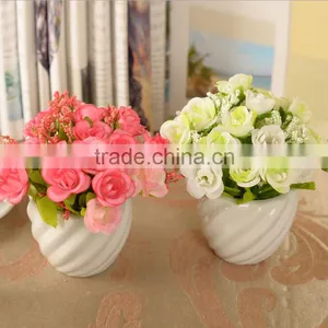 Lovely Decorative Artificial Silk Restaurant Table Vase Crystal Rose Flower thumbnail-2