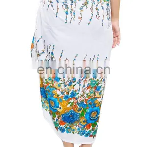Lofbaz Women's Beach Pareo Swimsuit Hawaiian Sarong Floral With Fringe Wrap thumbnail-4