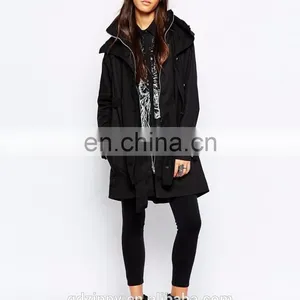 Wide Collar Trench Coat With D-ring Waist Belt and Cuffs thumbnail-5