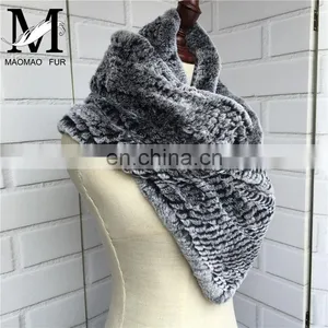 2015 High Quality Market Sell Luxury Brand Hand Knitted Rex Rabbit Fur Scarf Winter thumbnail-1