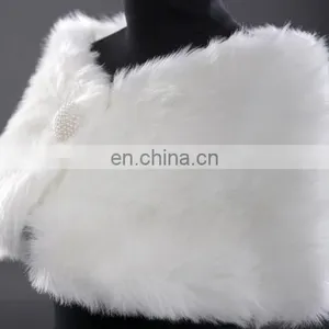Grace Karin Elegant Design Winter White Faux Fur Wedding Bridal Shawls CL2616 thumbnail-4