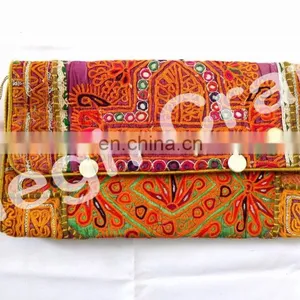 Wholesale Bohemian Banjara Ethnic Handbag- Vintage Clutch Bag-Afghan Clutch Bag- Hand Embroidery Coin Clutch Purse thumbnail-4