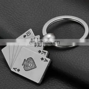 Custom Promotion Gifts Fashion Poker Shape Stainless Metal Keychain thumbnail-3
