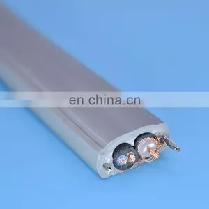 Flat Elevator Travelling Cable Elevator CCTV Camera Cable 2 Power Cores With Coaxial Cable RG59 thumbnail-3