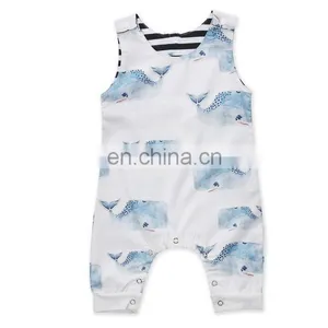 2018 New Design Romper Sleeveless Jumpsuit Whale Printed One Piece Newborn Boy Girl Summer Romper thumbnail-1