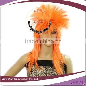 Hot Sale Cheap Orange Pro-environment Straight Synthetic Fiber Party Punk Wigs thumbnail-1