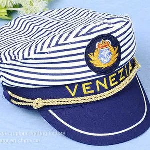 Captain Captain Cap Embroidery Grain White Sailor Hat Anchor Navy Wind Halloween Hat Stage Performance Custom White Caps, the Cross-border Marine Corps Captain Cap Carnival Yacht Party Sailor Hat thumbnail-2