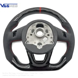 For Audi A3 A4 A5 S3 S4 S5 B9 Alcantara Carbon Fiber Red Stitching Steering Wheel Base Assembly thumbnail-4