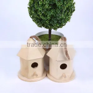 Small New Unfinished Wooden Bird House Wholesale thumbnail-1
