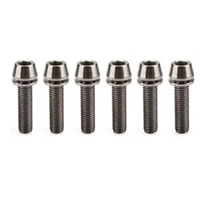Titanium Hex Bike Stem Bolts M5x16mm Tapered Head With Washer Screws 6pcs thumbnail-1