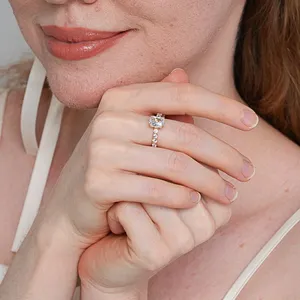 Shining Star Jewelry Luxury Big Main Stone Diamond Emerald Cut Tennis Ring Women thumbnail-5