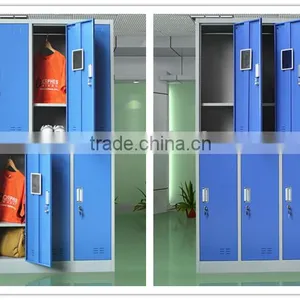 Multi-purpose Metal Locker Adjustable Shelves Steel Locker Wardrobe 3 Wide 2 Tier Metal School Locker thumbnail-4