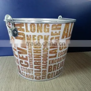 CMYK Logo 8L Galvanized Iron Tin Ice Bucket, Ice Pails, Beer Bucket With Openner thumbnail-2