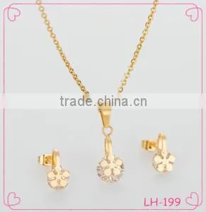 Wedding Jewelry Sets Gold Plated Necklace and Earring Set Diamond Luxury Necklace thumbnail-1