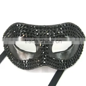 Hand-painted Green Leaf Pulp Half Face Halloween Costume Carnival Party Mask thumbnail-4