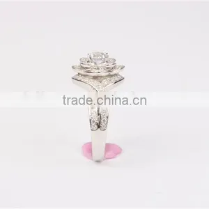 Micro Pave Setting Elegant Rose Shape Design 925 Sterling Silver Wedding Ring thumbnail-5